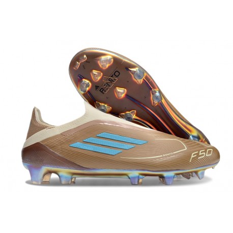 Fotbollsskor Adidas F50 Laceless FG Brun Vit Blå