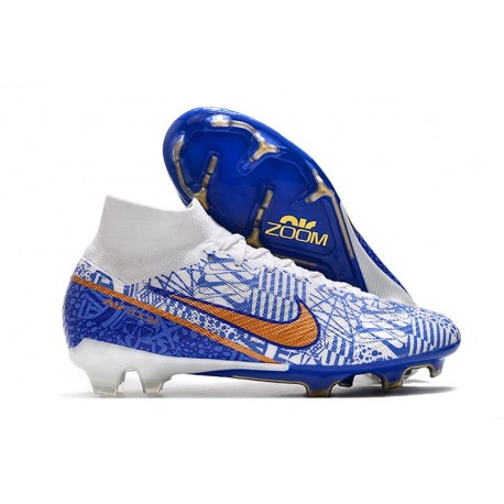 Nike Air Zoom Mercurial Superfly IX Elite FG Vit Blå Guld